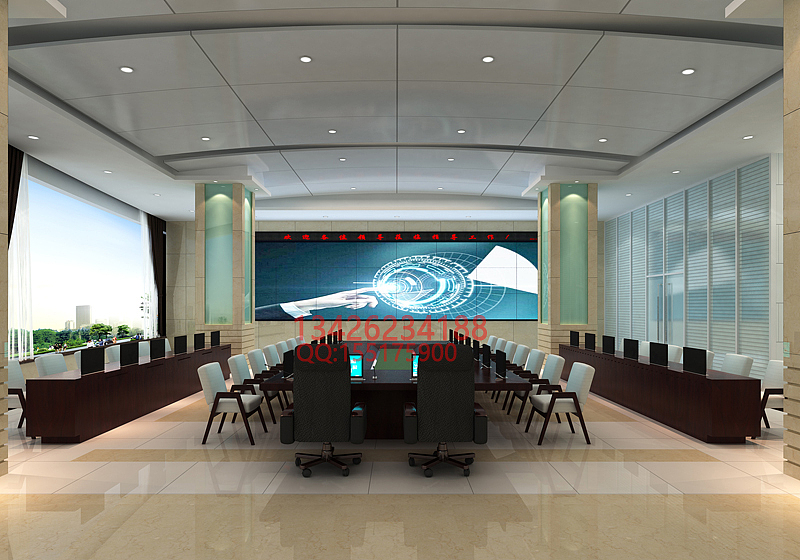 监控中心效果图,机房监控室效果图,大屏拼接屏