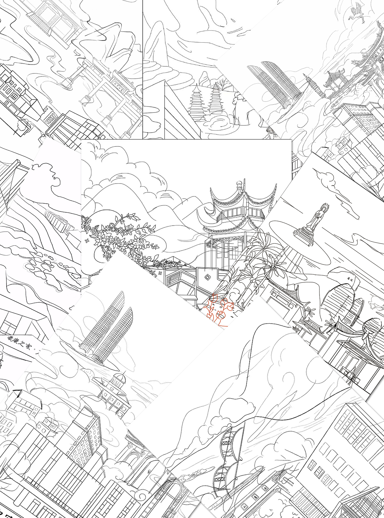 【国潮】城市地标KV PART1（图ZMzA5MjQwNjA0） - 商业插画 - 站酷设计师小清SJQing原创素材 - 站酷ZCOOL