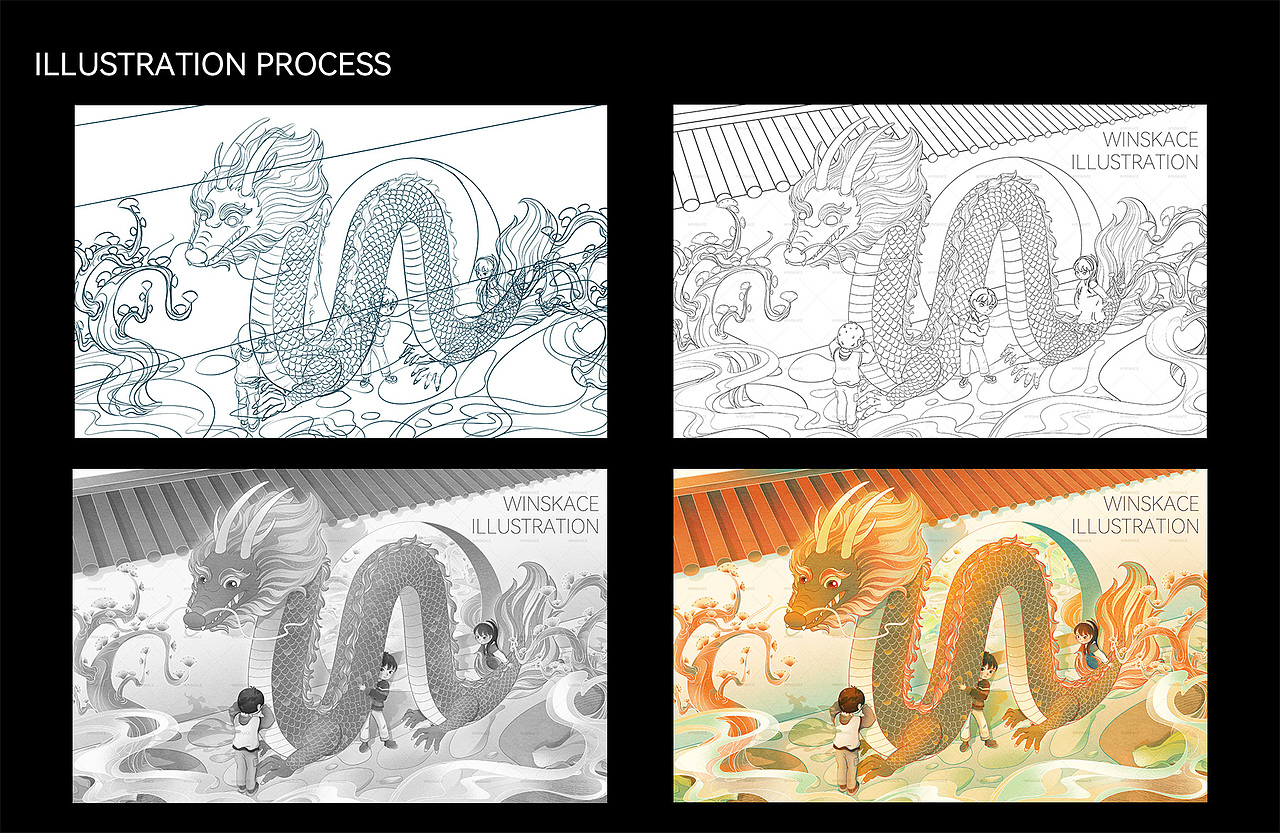 龍年的故事 | 國潮插畫（圖ZMzQyODY3NTA4） - 創(chuàng)作習(xí)作 - 站酷設(shè)計(jì)師云汜_winskace原創(chuàng)素材 - 站酷ZCOOL