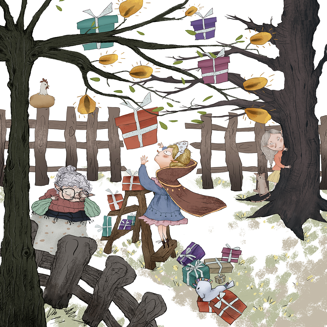 神秘的礼物（图ZMjk3NjA2MjM2） - 儿童插画 - 站酷设计师嗨放轻松原创素材 - 站酷ZCOOL