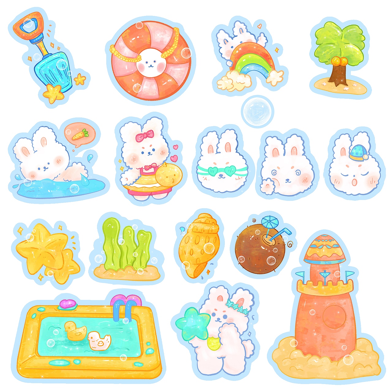 夏日小兔子插画