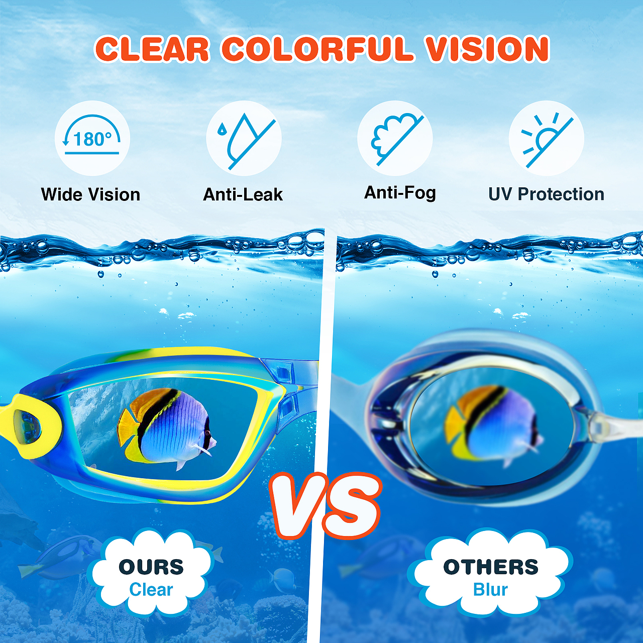儿童泳镜镀膜款亚马逊详情图