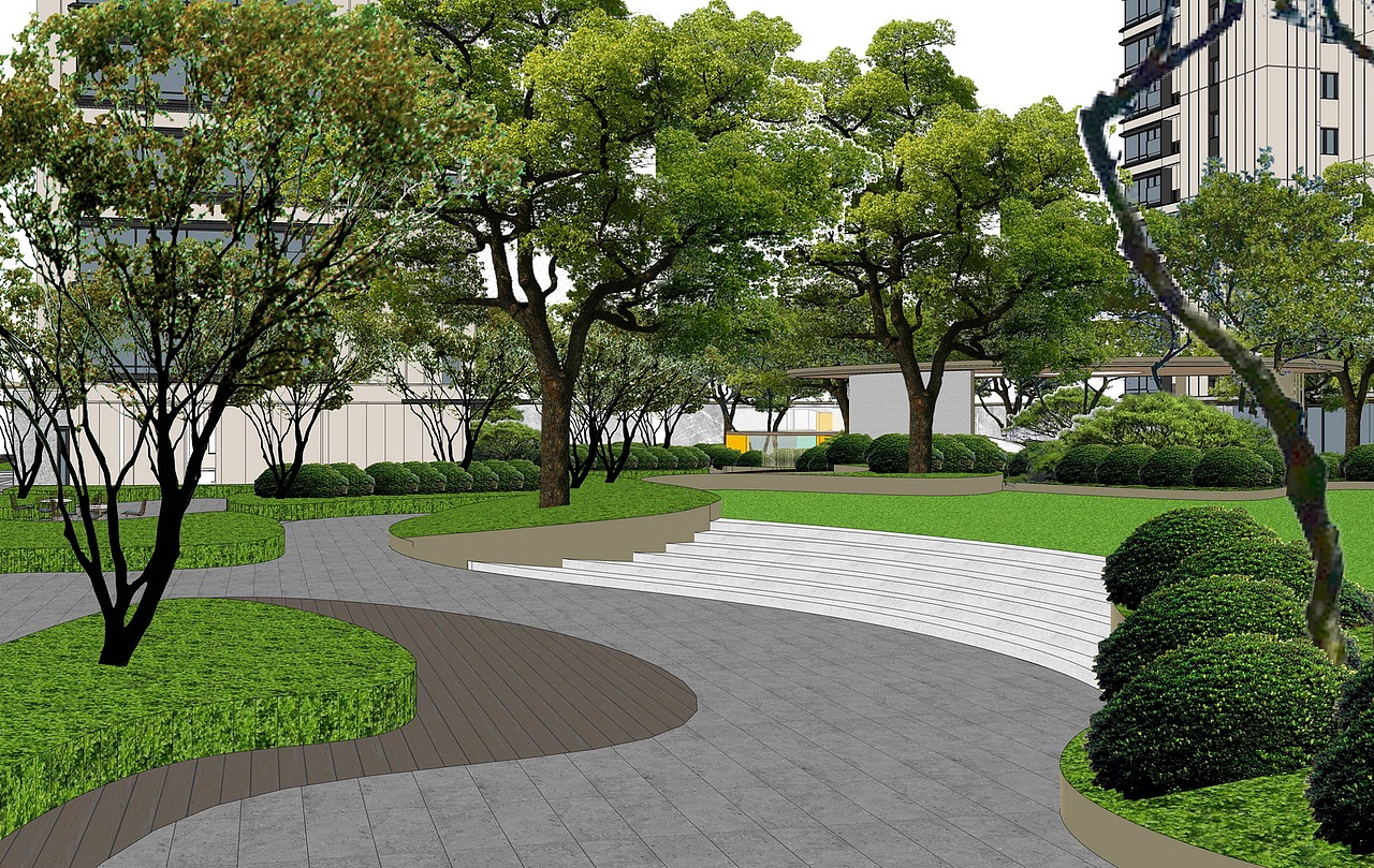 新乔高公馆大区景观SU模型下载