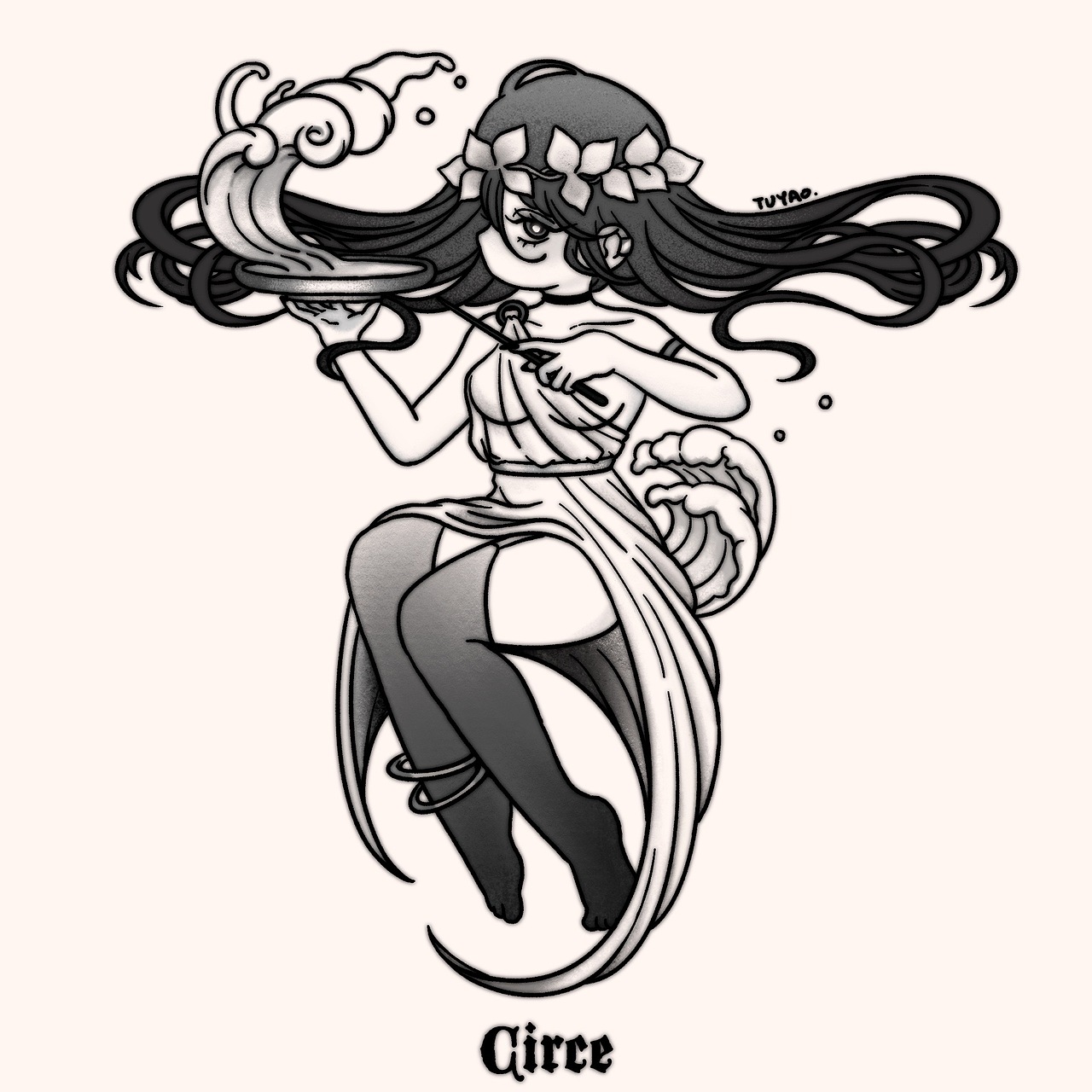 神话女性纹身设计（图ZMzI3NDI4NjUy） - 艺术插画 - 站酷设计师兔妖妖零零原创素材 - 站酷ZCOOL