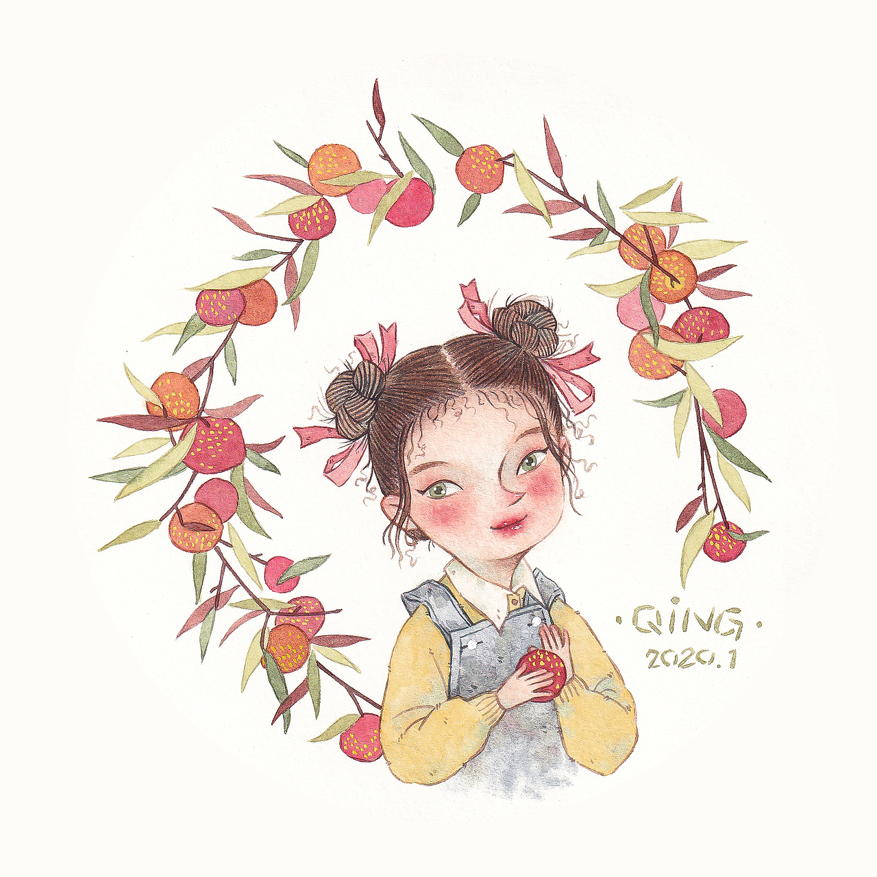 插画习作——山楂酱女孩（图ZMzM4NjM5MDIw） - 儿童插画 - 站酷设计师啊呜鳄鱼原创素材 - 站酷ZCOOL