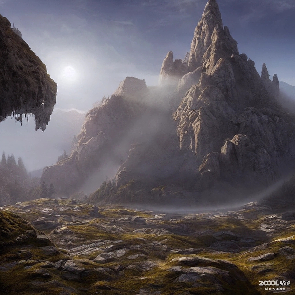 陽(yáng)光 霧氣 日暮的早上,山上和建筑（圖ZMzE4Nzk4MTMy） - 商業(yè)插畫(huà) - 站酷設(shè)計(jì)師東樓妮子原創(chuàng)素材 - 站酷ZCOOL