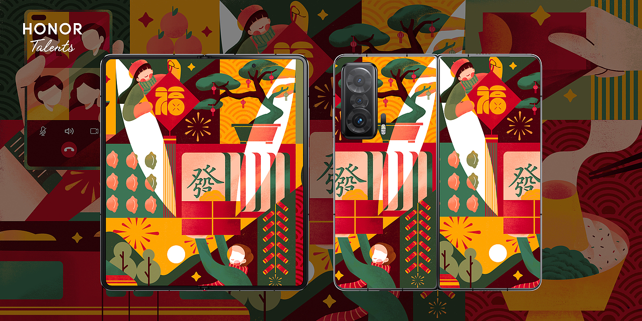 2022荣耀全球设计比赛——兔年春节图鉴