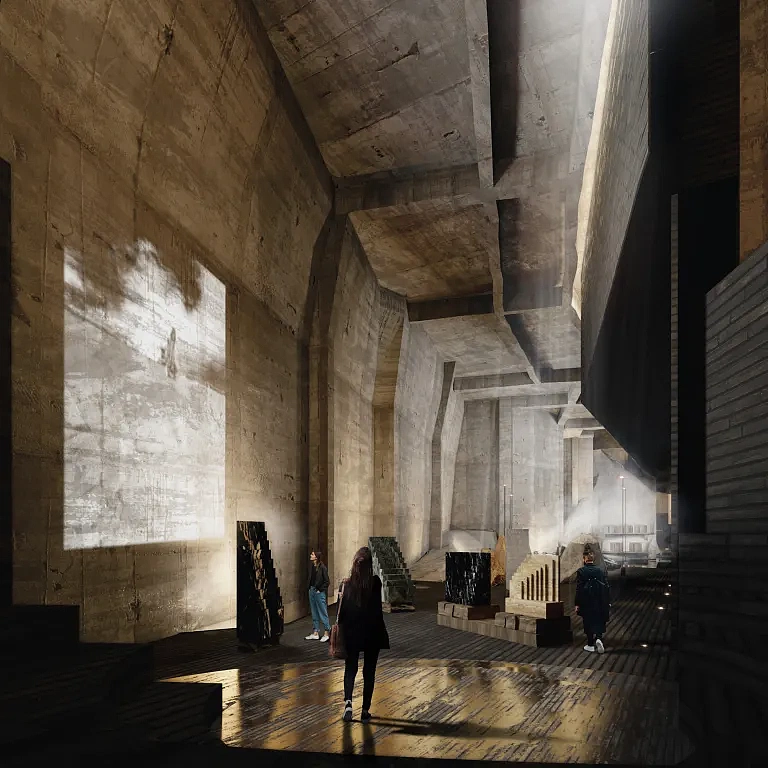 照明在洞穴的表现中起着重要作用,它并不是固定在洞穴上的,而是集成在石头整体中,用灯光来照亮空间,其可以根据空间和展览的需求对其进行随时调整和加配。
<br><br><br>▼建筑模型