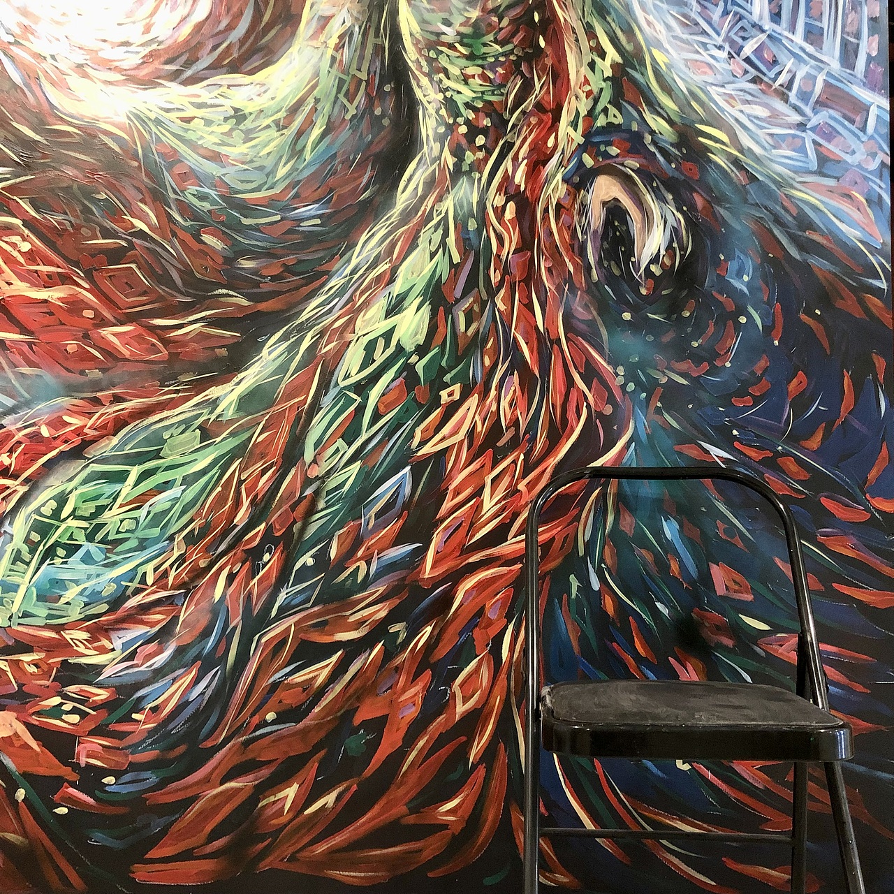 手绘瑜伽馆背景墙绘