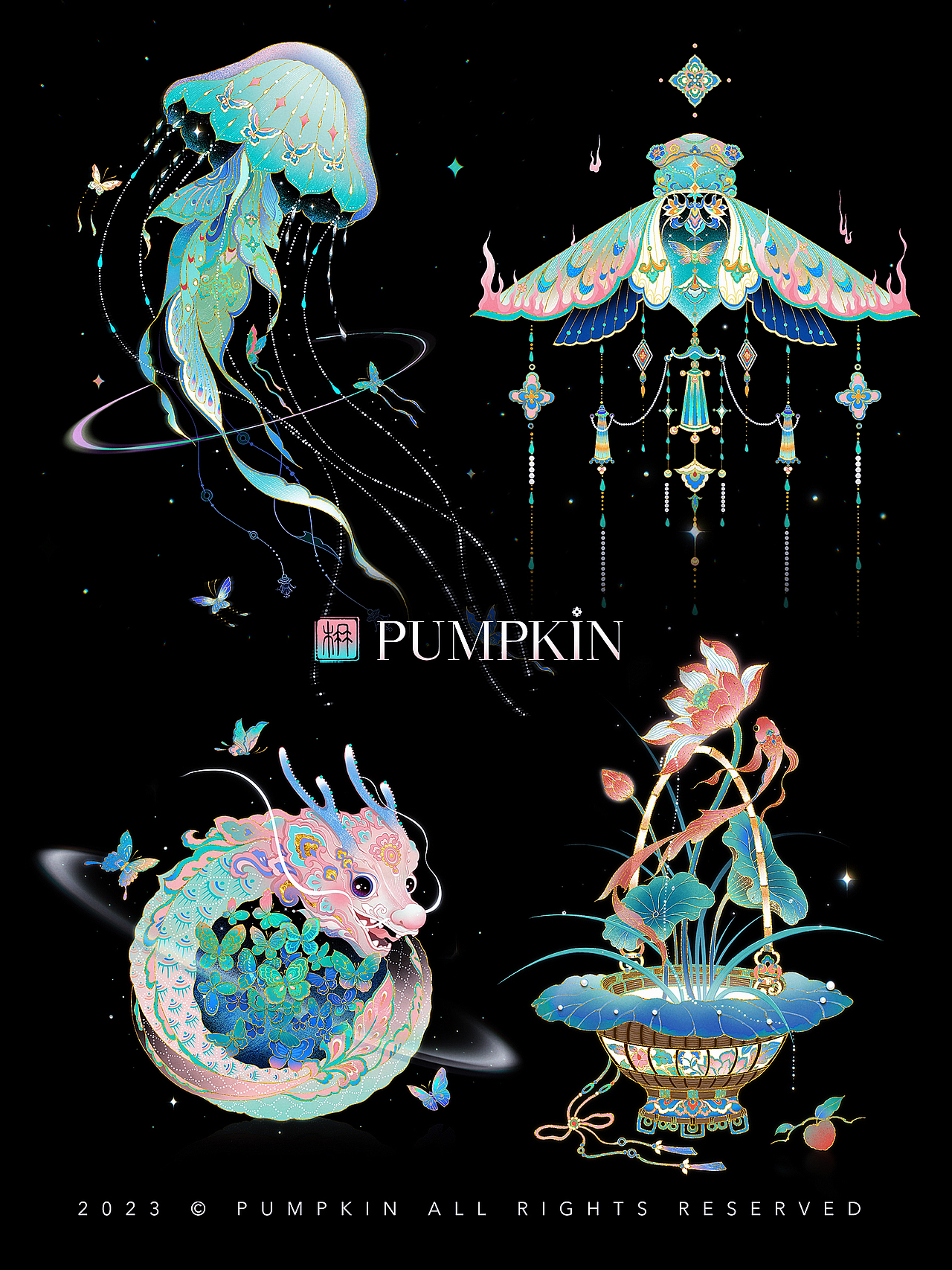 2023·敦煌｜四季复古插画系列合集（图ZMzU5MTU2NjYw） - 艺术插画 - 站酷设计师方楠Pumpkin原创素材 - 站酷ZCOOL