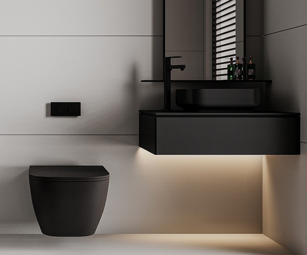 现代极简卫生间效果图