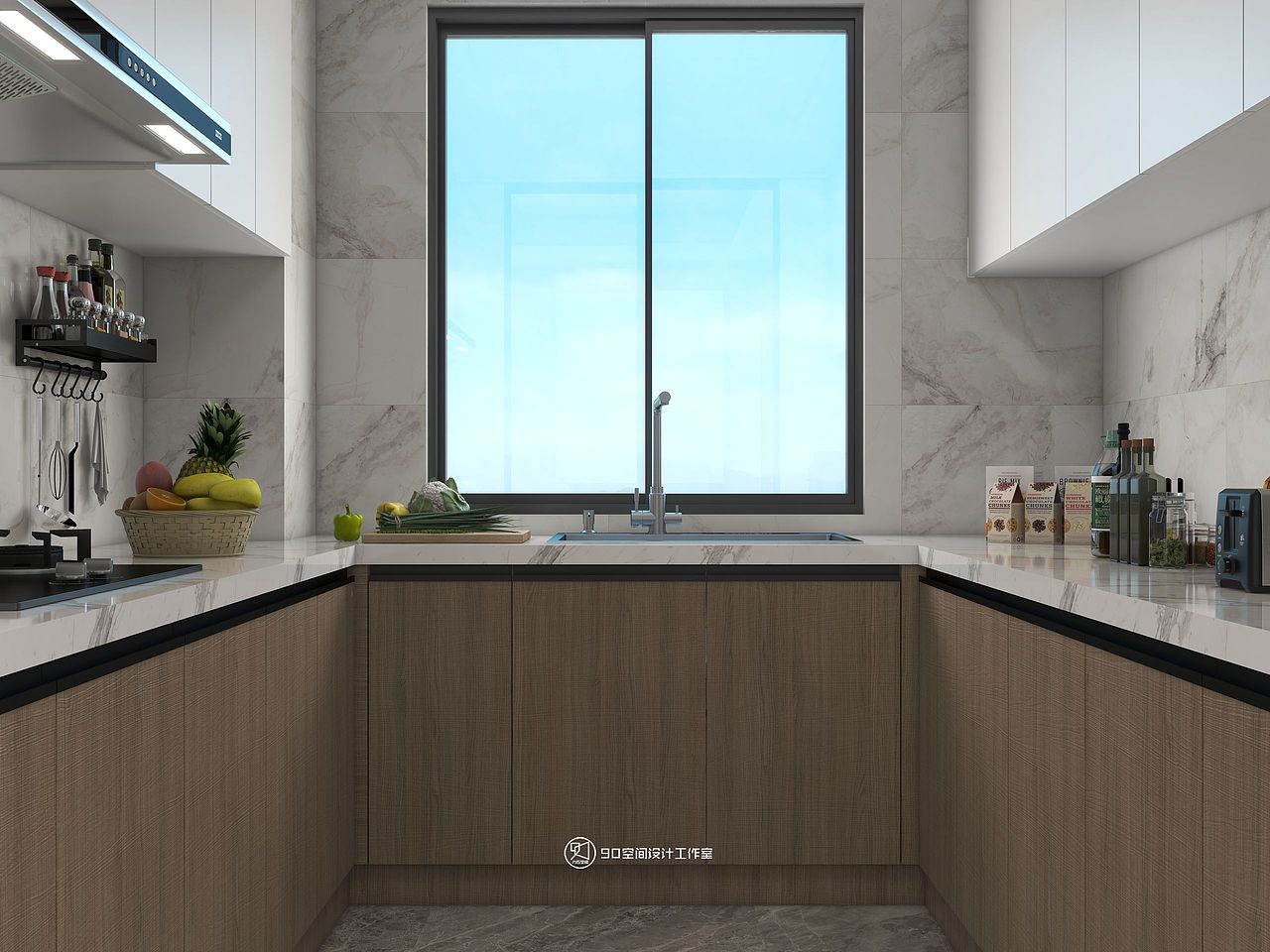 中厨延续了西厨的元素,在满足收纳功能的同时,上浅下深的空间格局也让厨房看起来更加有层次感,使其兼具实用与美观。