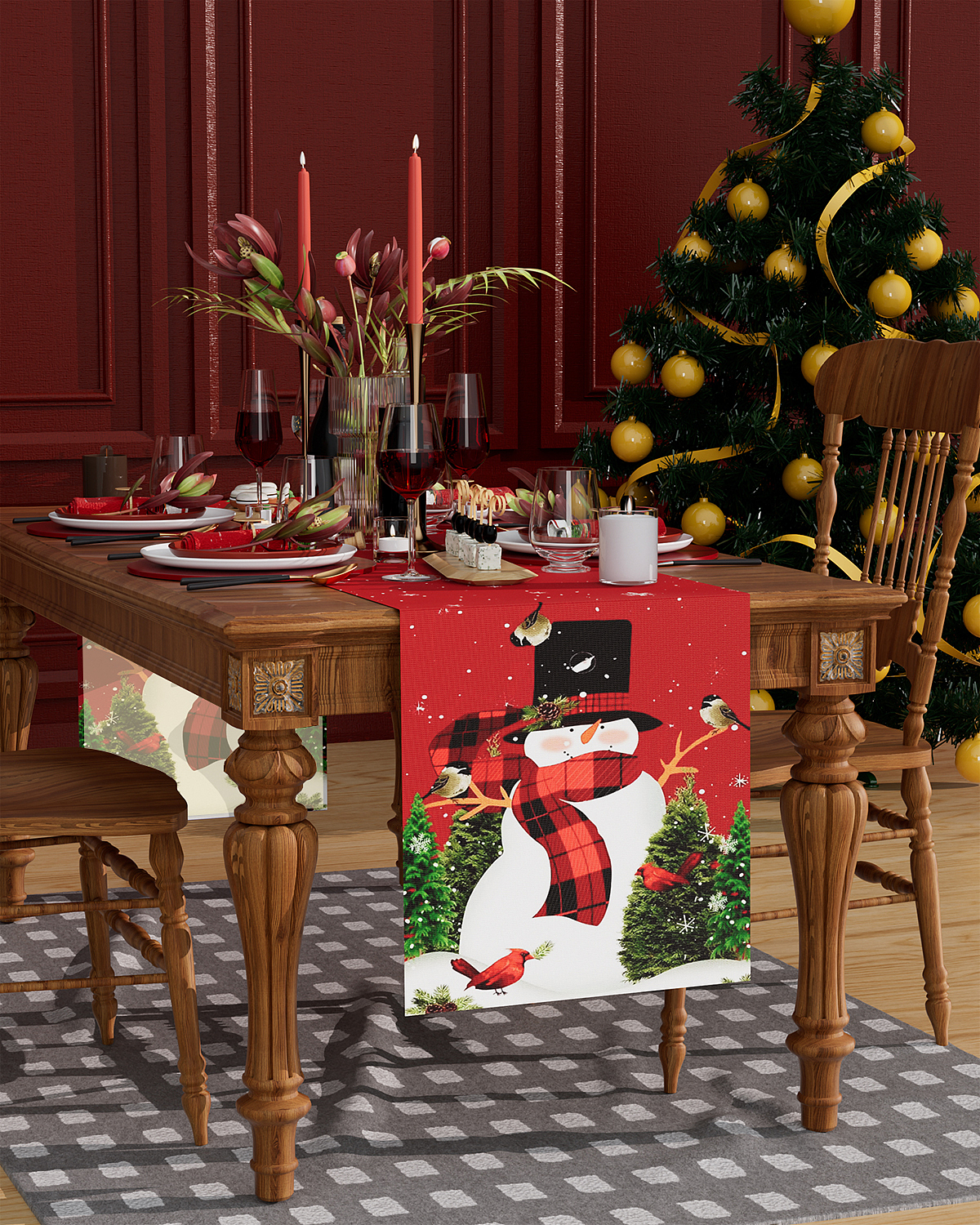 圣诞节餐桌桌旗渲染（图ZMzI2NDA1NDQ4） - 产品 - 站酷设计师喜庆C4DAi原创素材 - 站酷ZCOOL