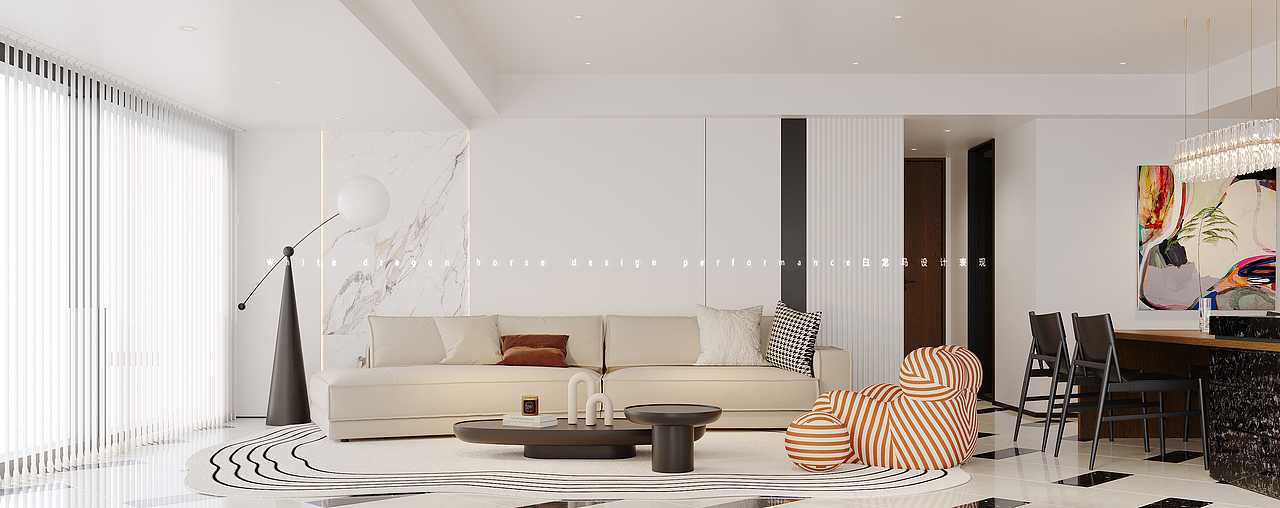 现代客餐厅—白龙马效果图