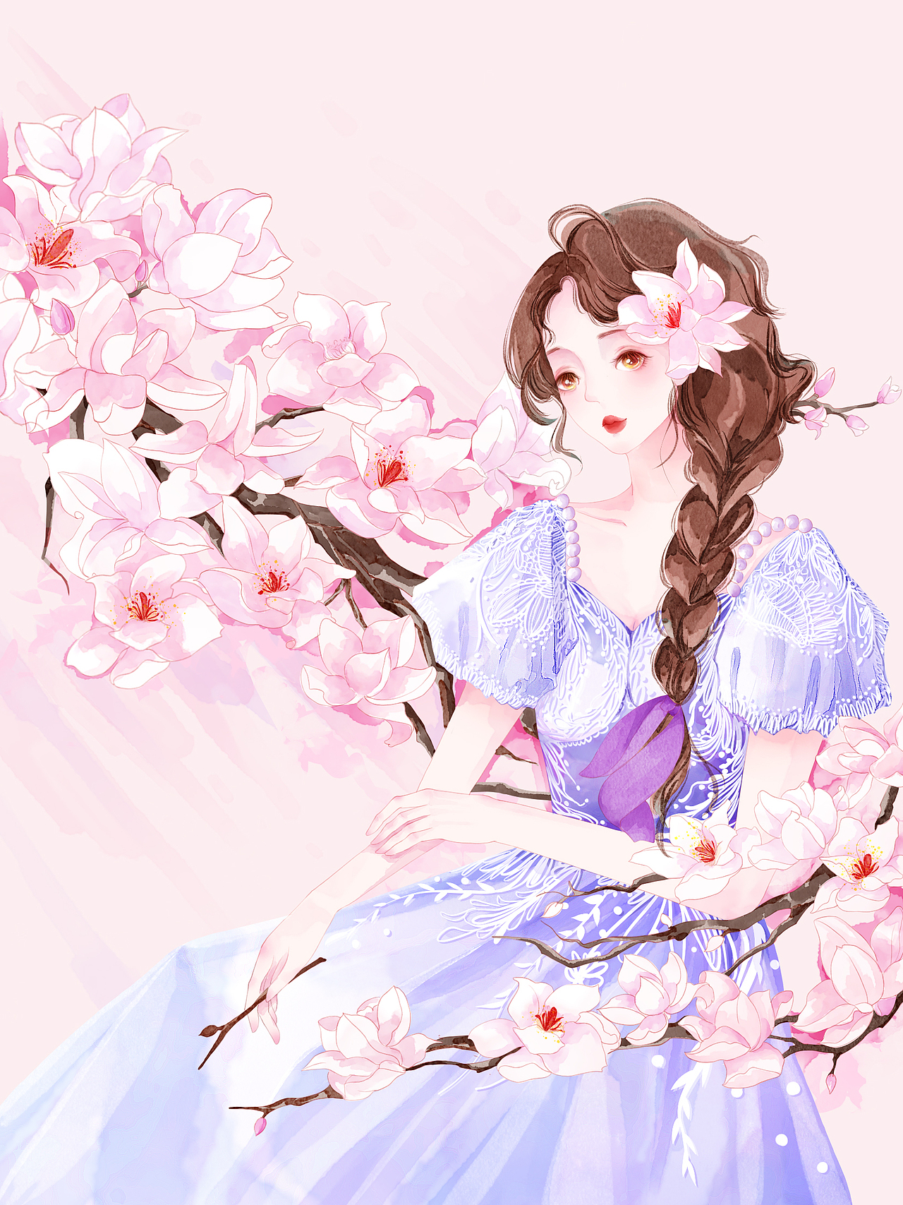 玉兰花少女（图ZMzA3MzYwNzM2） - 创作习作 - 站酷设计师时川时川小时川原创素材 - 站酷ZCOOL