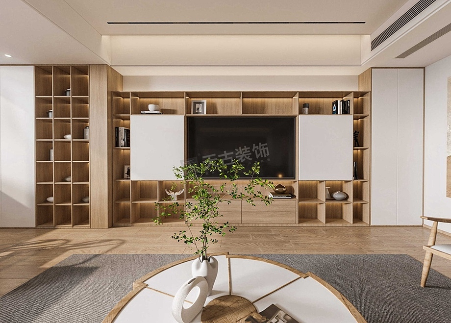 欧鹏泊雅湾装修案例,现代原木风别墅设计,天古装饰