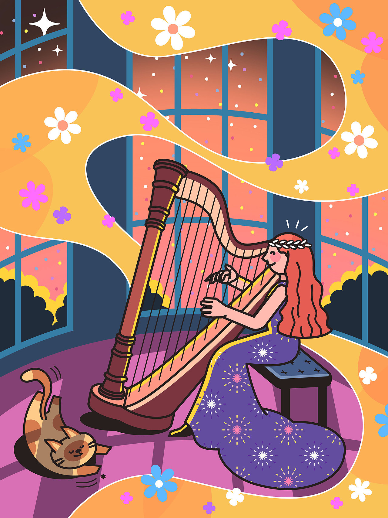 吹拉弹唱集合（图ZMzI3MjM2MjM2） - 新锐潮流插画 - 站酷设计师瞳嘞个瞳原创素材 - 站酷ZCOOL