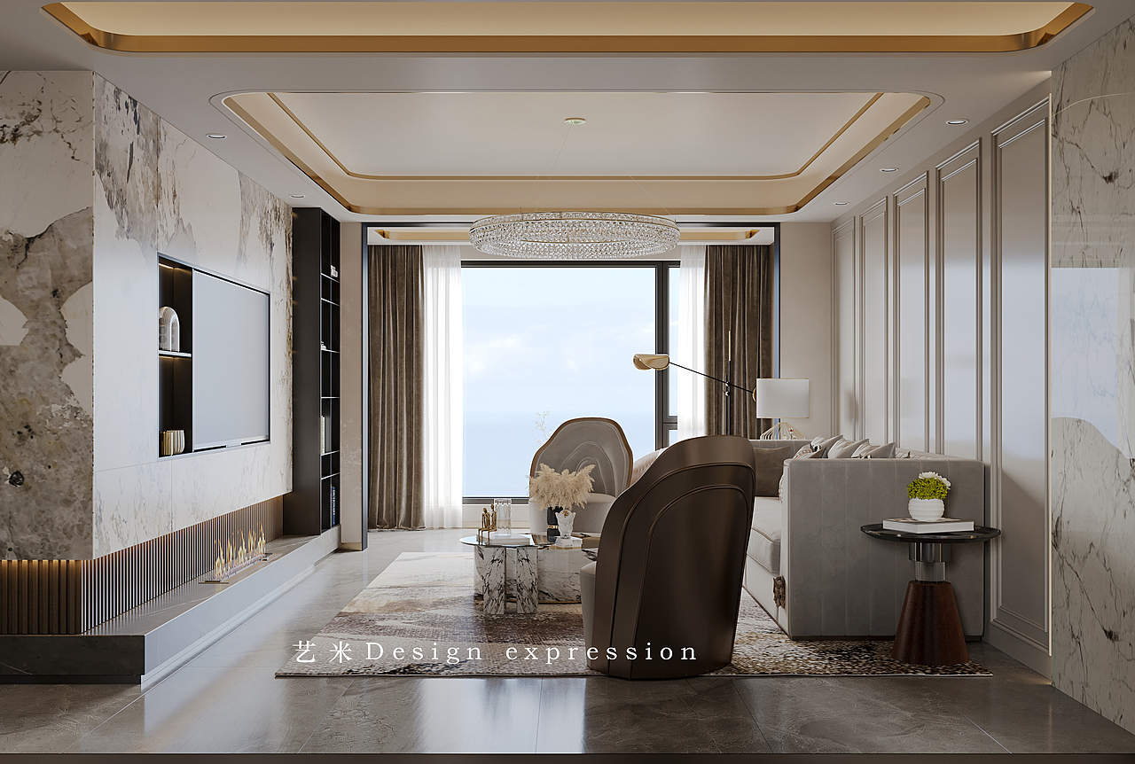 美式轻奢客餐厅-艺米效果图