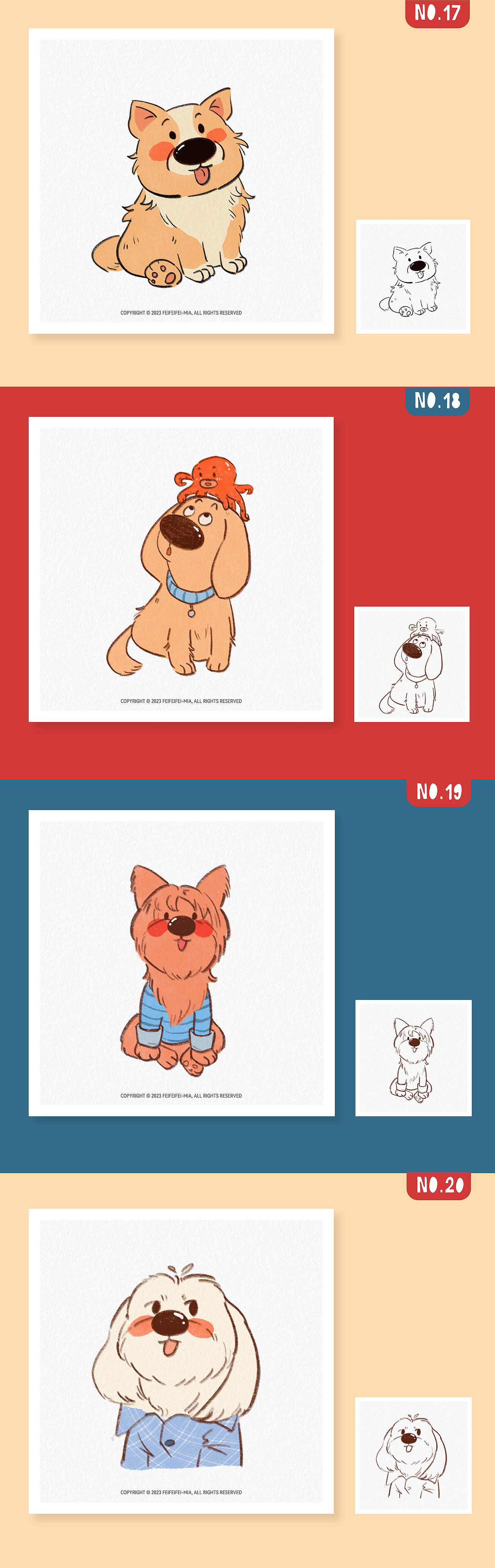 小狗系列原创插画 NO.13-24（第2部分）