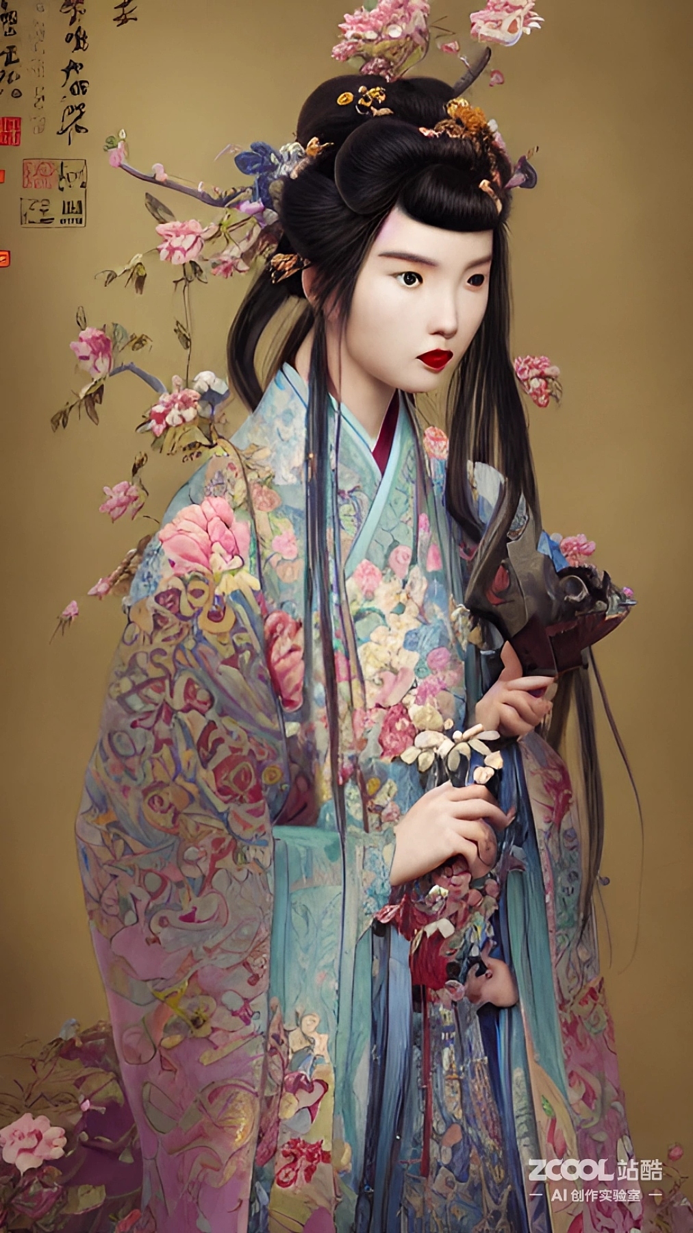 #AI创作实验室#【汉服】【油画X中国画】（图ZMzIxNDM0MTgw） - AI作品 - 站酷设计师xingceng2号原创素材 - 站酷ZCOOL