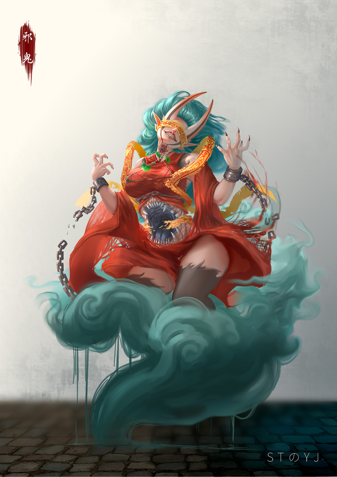 鬼娘（图ZMzA0NDQ4ODQ0） - 创作习作 - 站酷设计师桑田妖精原创素材 - 站酷ZCOOL