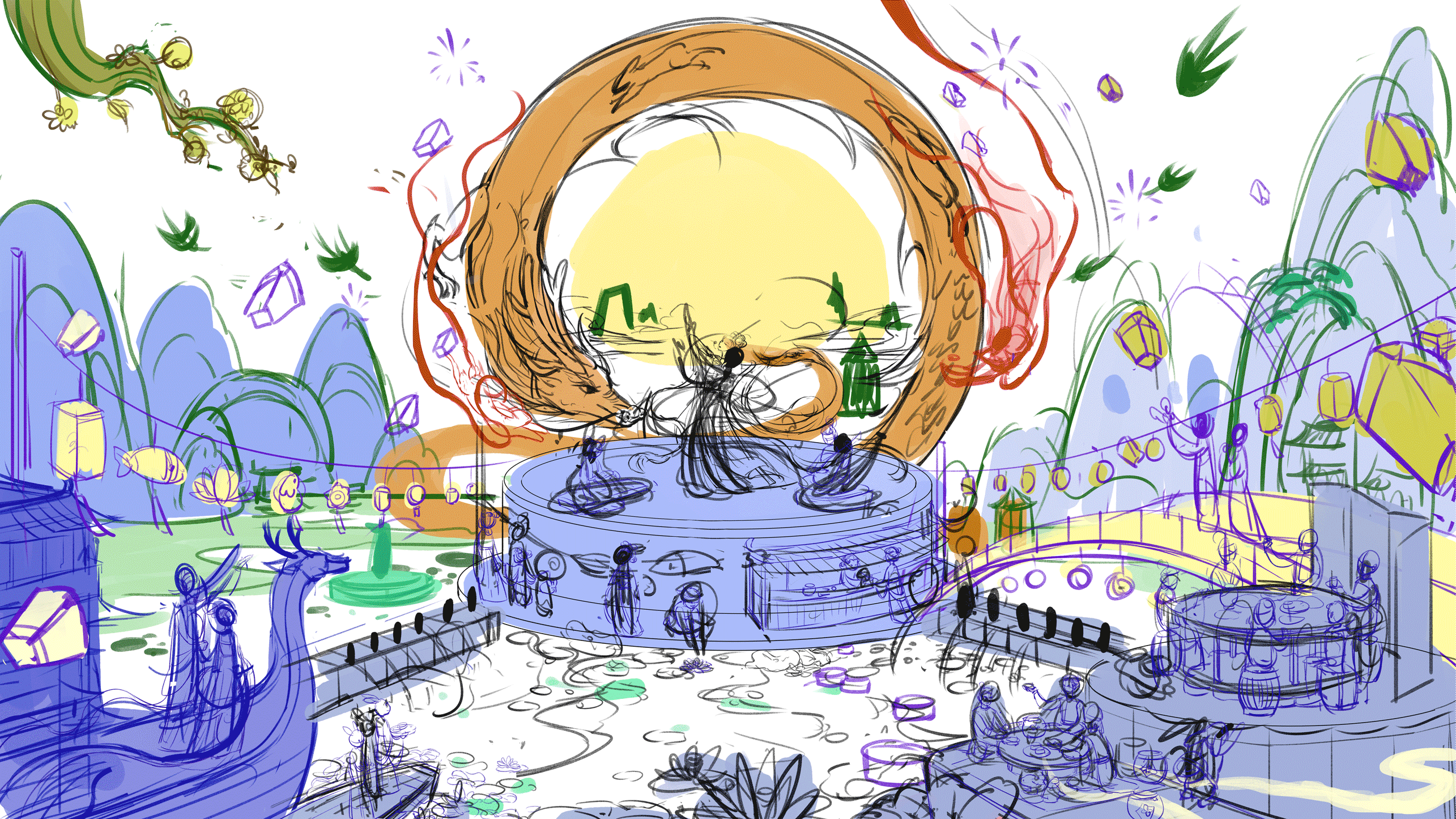 龙年中秋kv 阖家团圆（图ZMzY4MDkyNzg4） - 商业插画 - 站酷设计师小赞恩原创素材 - 站酷ZCOOL