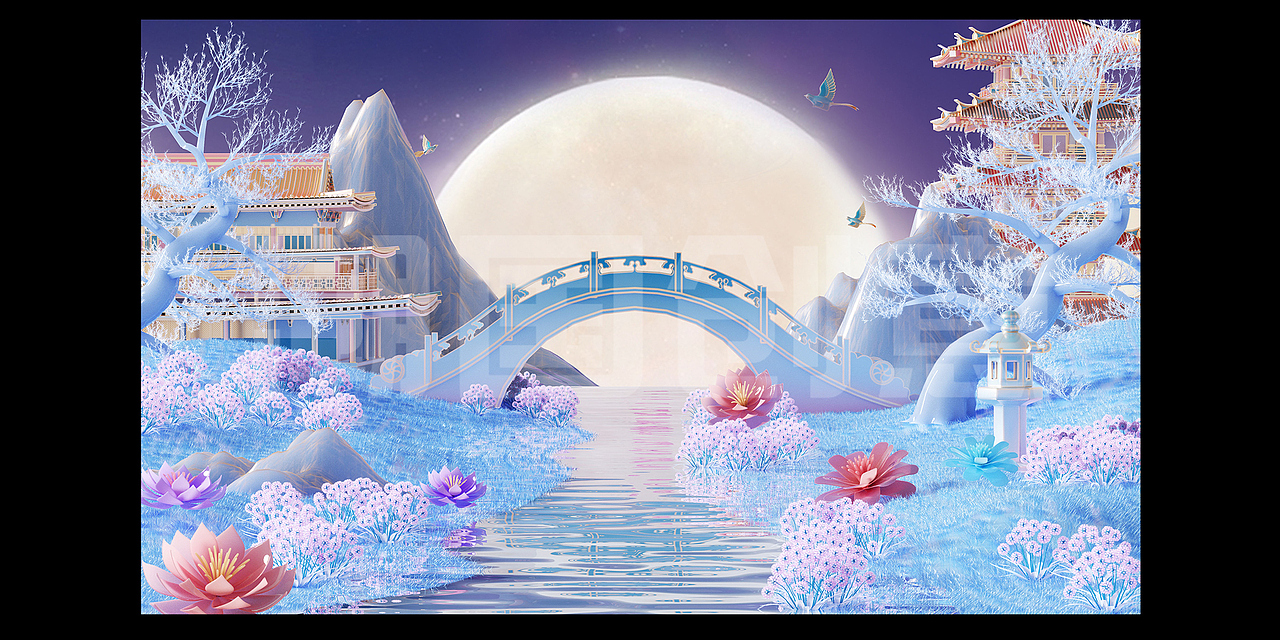 七夕-中式浪漫的3D场景（图ZMzQ2MzI4Mjcy） - 场景 - 站酷设计师笔魂AI绘图原创素材 - 站酷ZCOOL