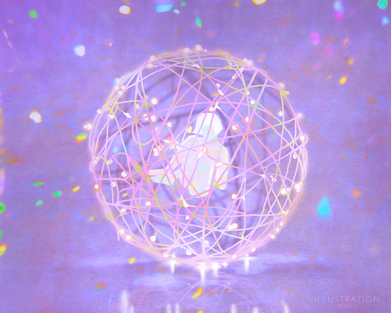 小女孩为了保护自己经常把自己包裹起来
但她希望自己的世界是彩色的和有光的