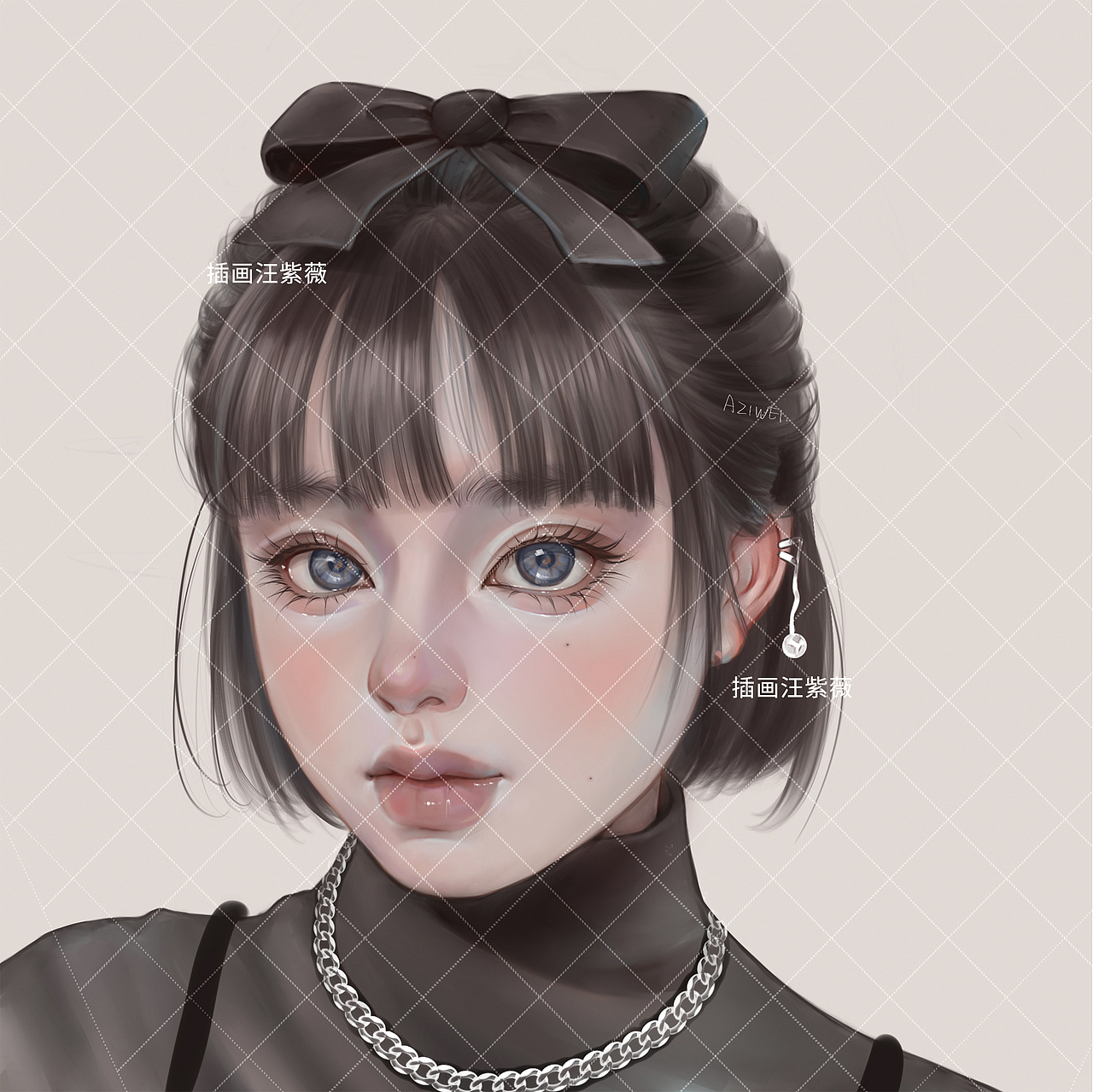 iPad 人像插画 暗色调（图ZMzA1NzI4MzY4） - 商业插画 - 站酷设计师插画汪紫薇原创素材 - 站酷ZCOOL