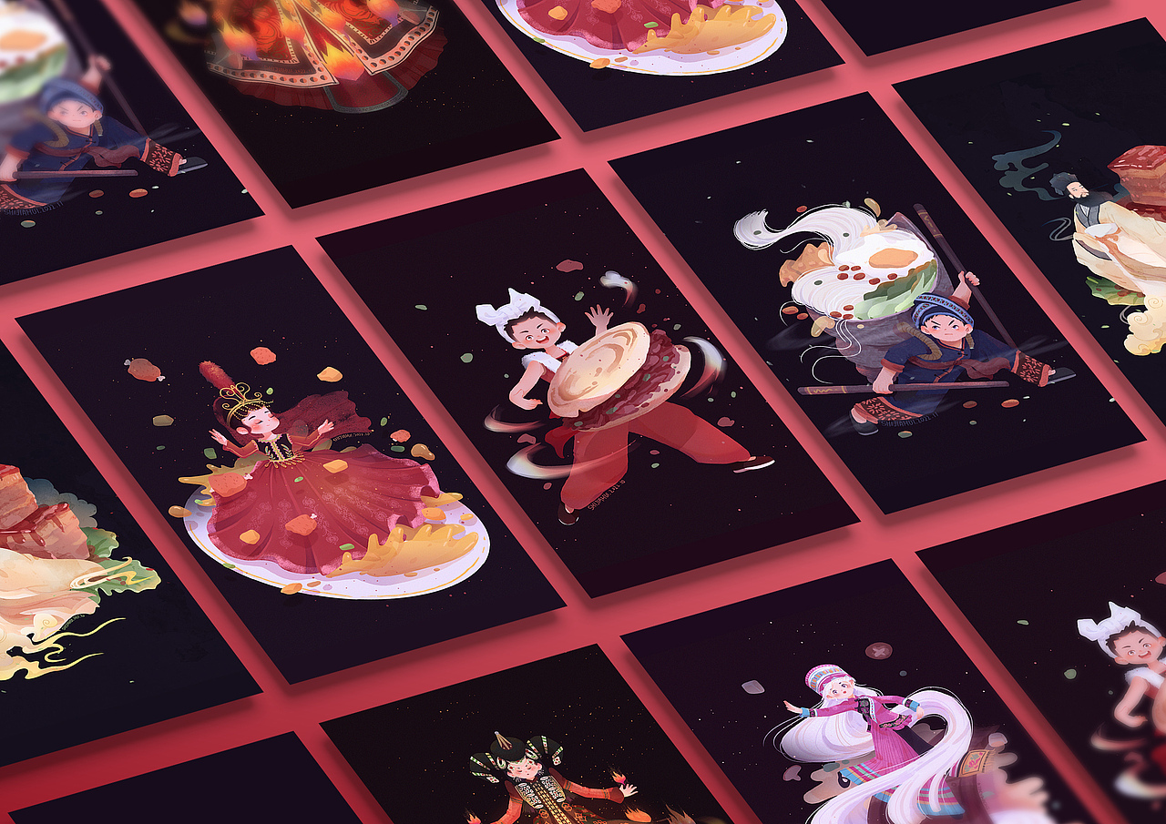 扁平人物插画——城市美食