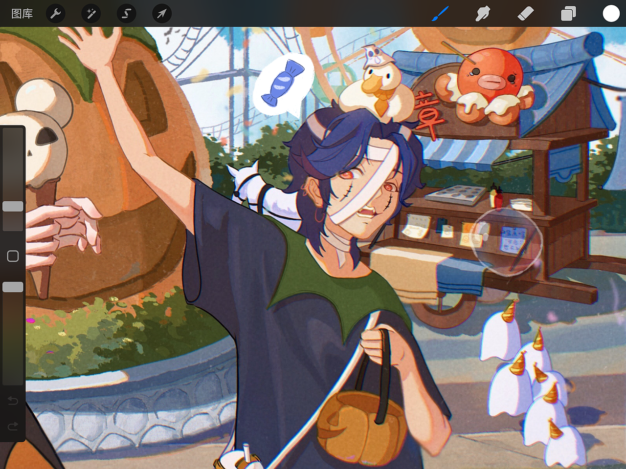 【绘画过程】万圣节游乐园（图ZMzIxMzM2NzI4） - 创作习作 - 站酷设计师多串在画画原创素材 - 站酷ZCOOL