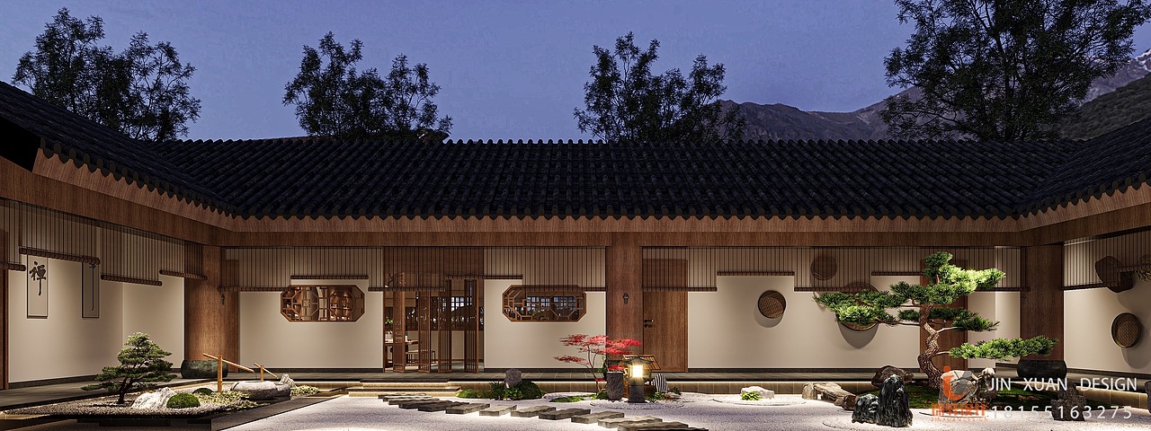 合肥 锦轩设计表现 | 商业氛围组 | 庭院夜景