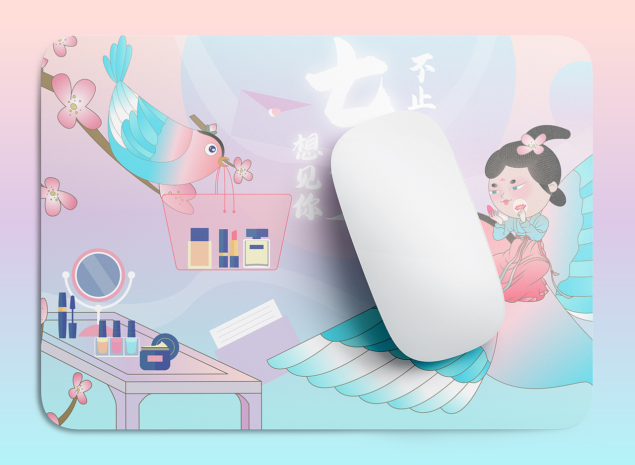 唐宫仕女风七夕节插画