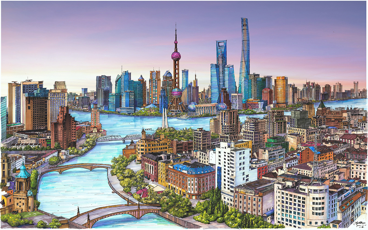 马克笔手绘城市全景集