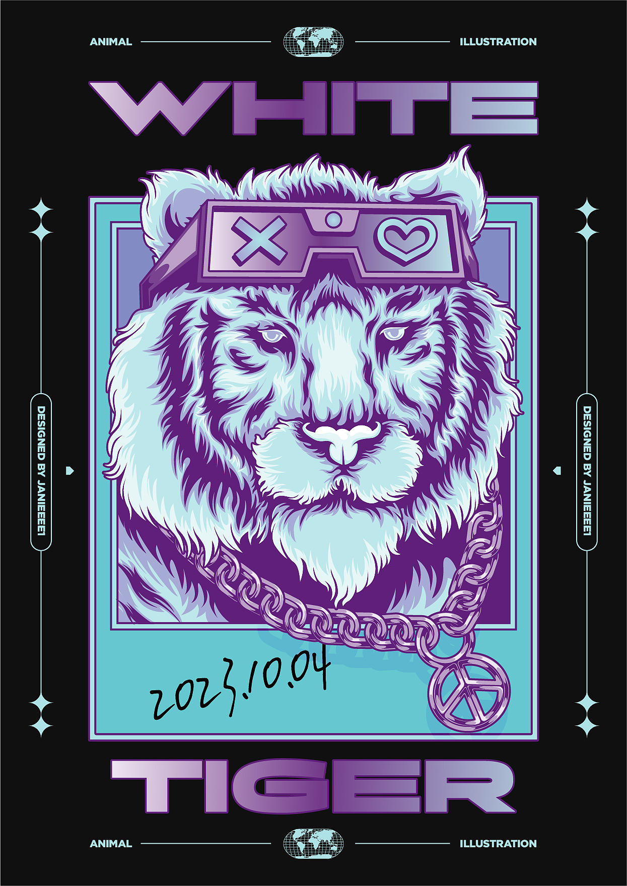 白虎/动物创意插图（图ZMzUyMDc1MDAw） - 商业插画 - 站酷设计师Janieee1原创素材 - 站酷ZCOOL