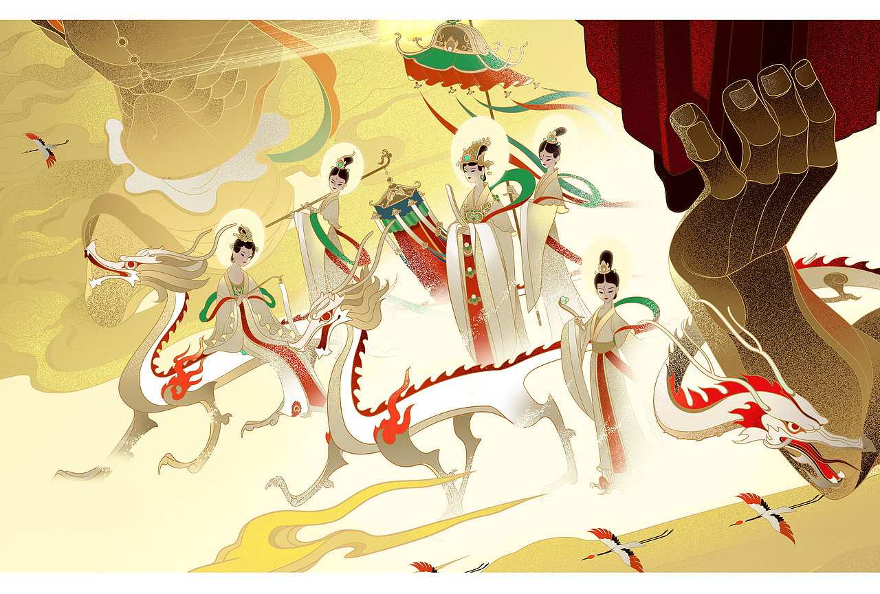 《天门开》——青霓扣额呼宫神,鸿龙玉狗开天门（图ZMzQ4OTIwNDc2） - 艺术插画 - 站酷设计师枕鱼侯原创素材 - 站酷ZCOOL