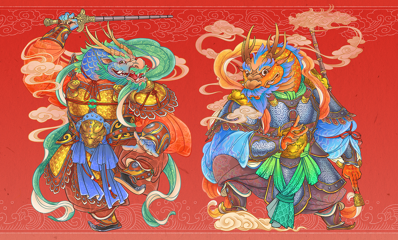 2024甲辰龍年門神~“買大送小”（圖ZMzU5ODk1MDc2） - 創(chuàng)作習(xí)作 - 站酷設(shè)計師黑黑de喬克巴其原創(chuàng)素材 - 站酷ZCOOL