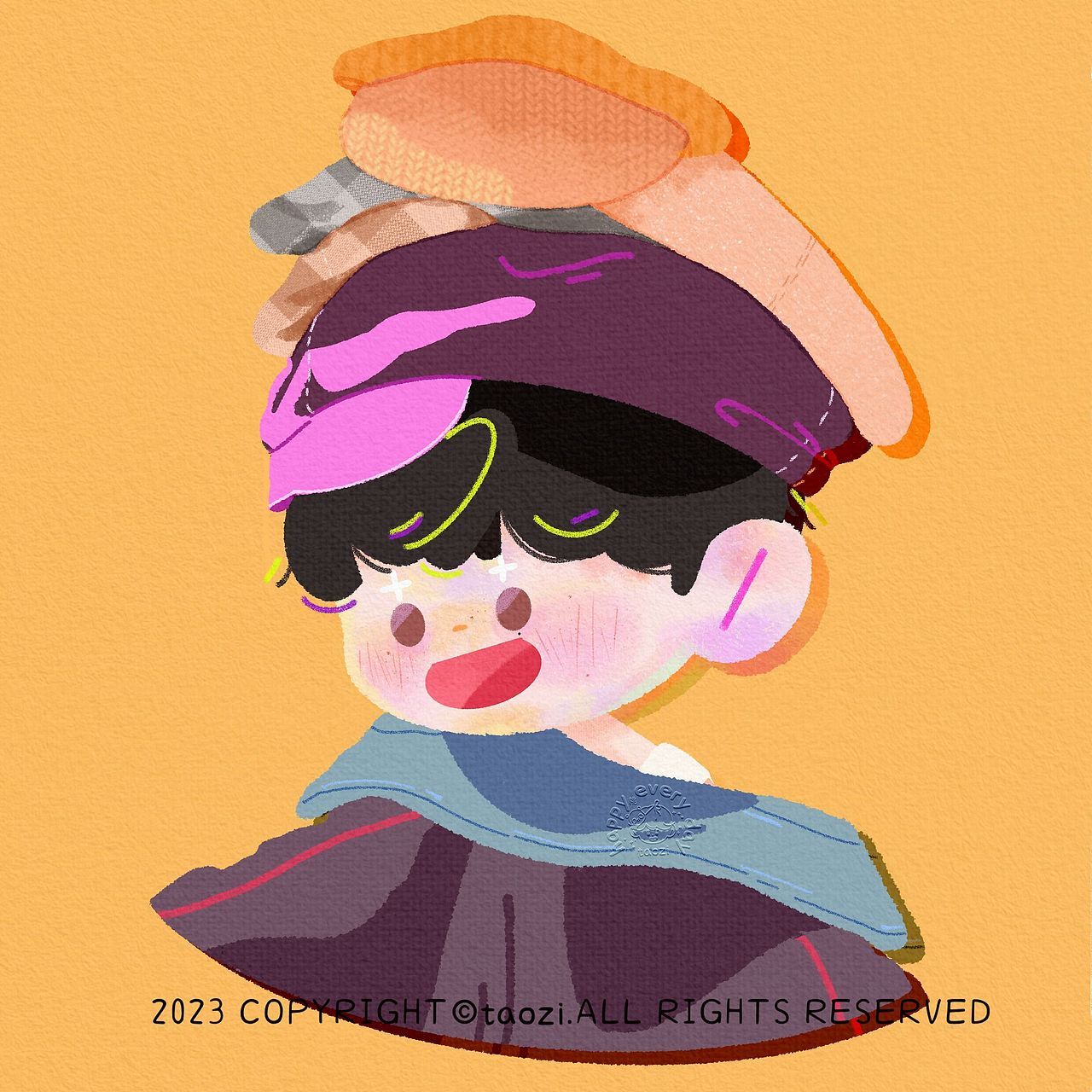 这只是春天的一组浅画的九宫格插画