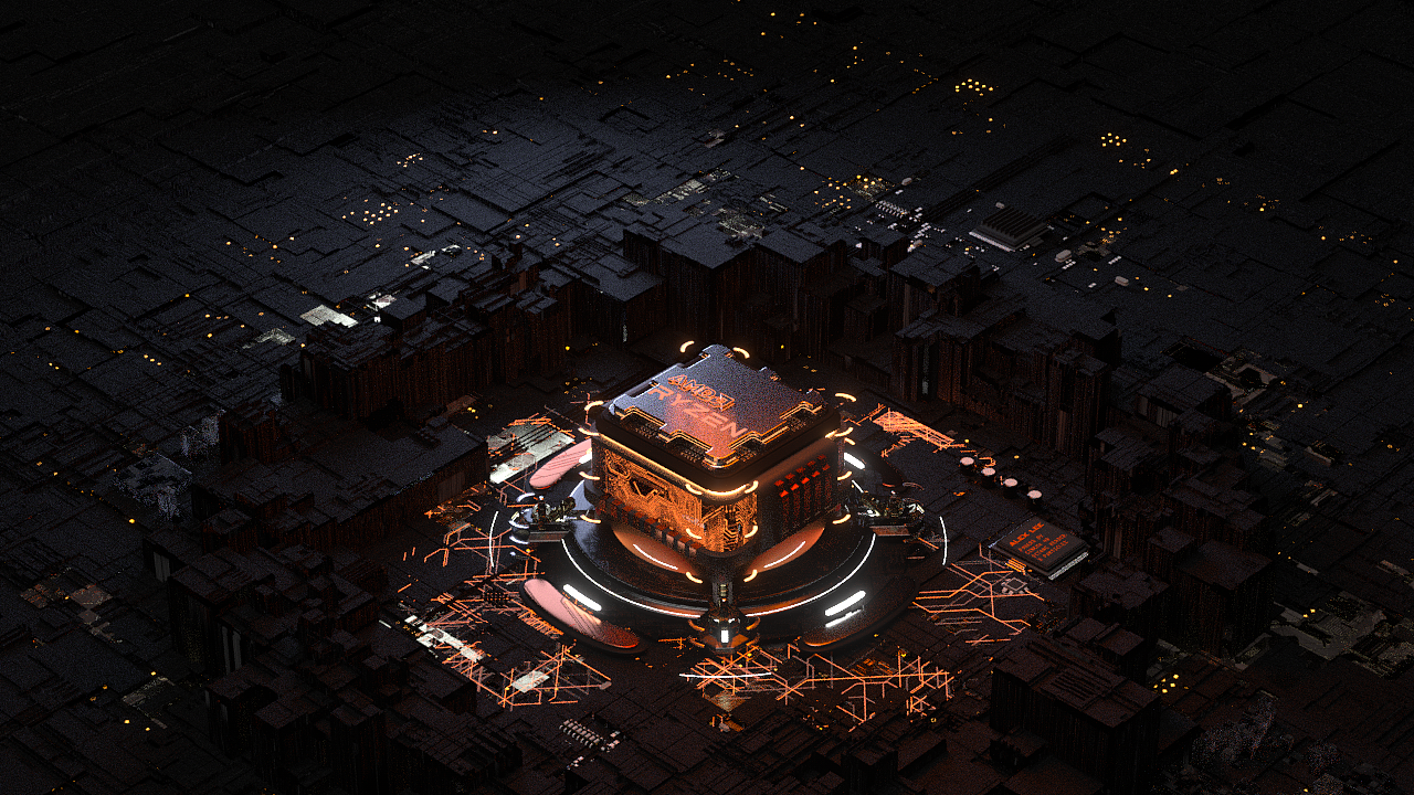 AMD 芯片場景建模渲染練習 YES!（圖ZMzAzMDExNzA4） - 產(chǎn)品 - 站酷設計師Mis_fortune原創(chuàng)素材 - 站酷ZCOOL