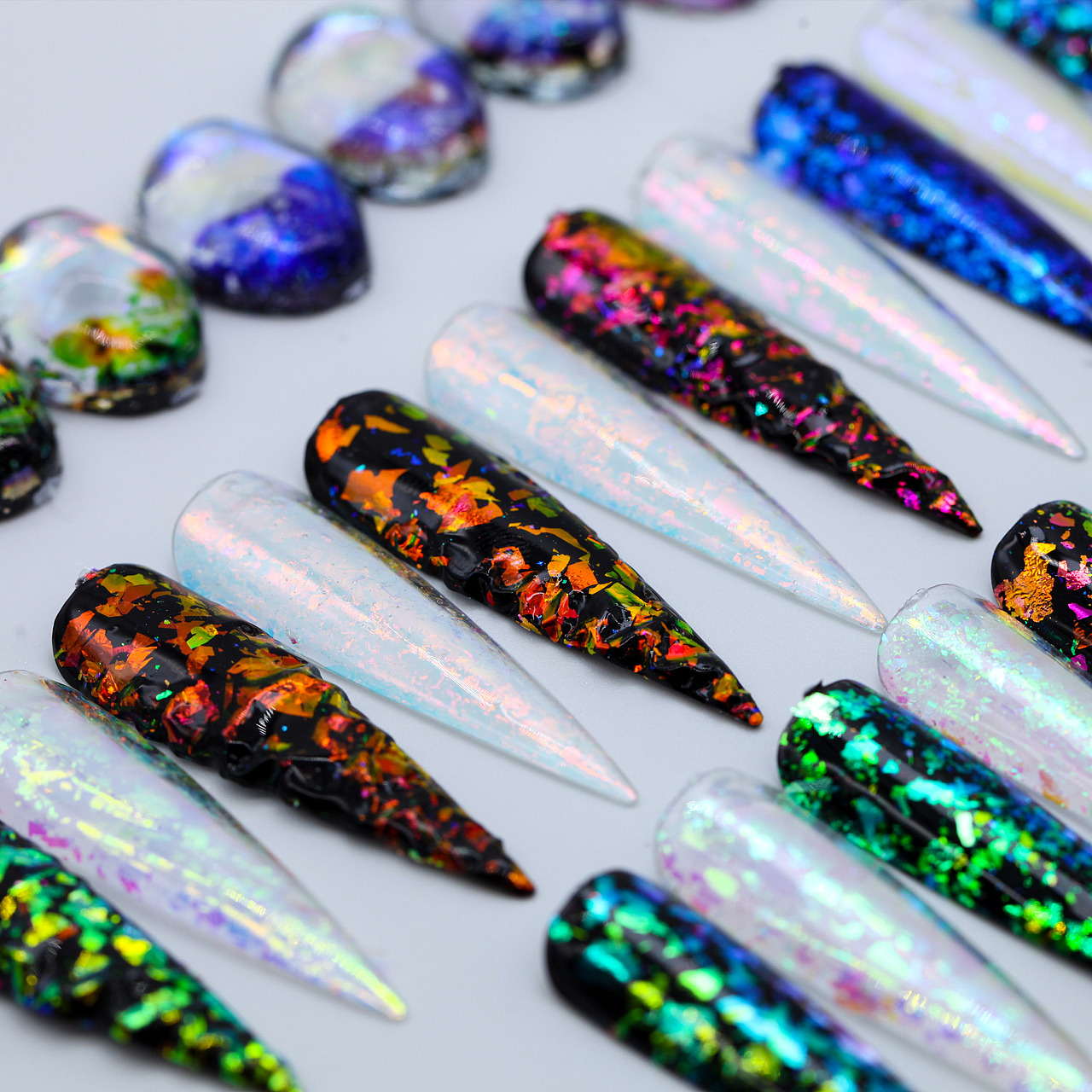 粗片极光变色龙彩妆渐变美妆美甲原料粉拍摄