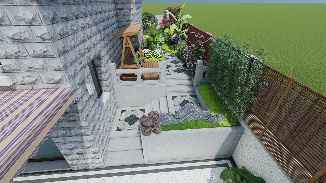 淮安客户下沉式中式别墅庭院设计案例分享