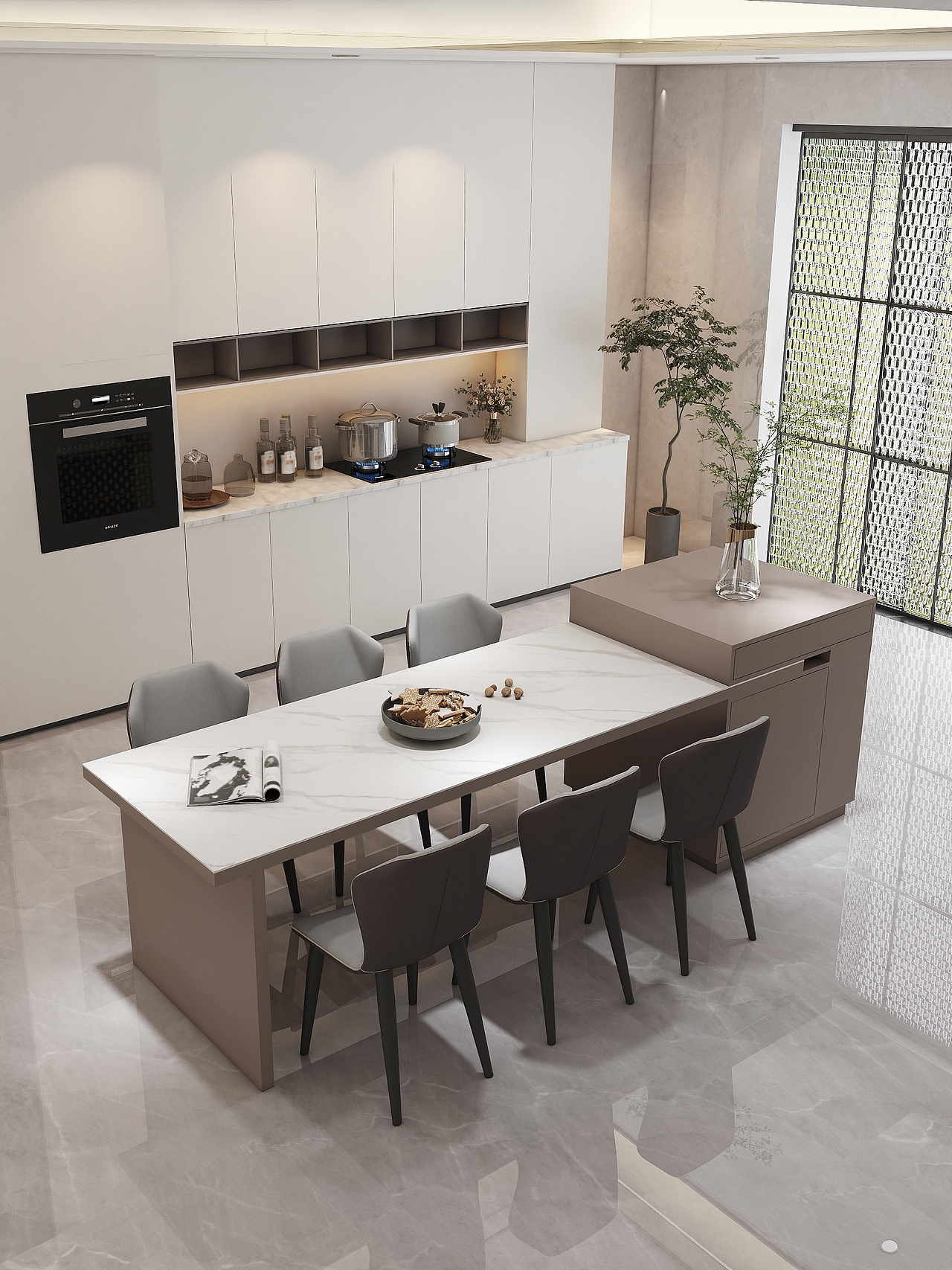 家具成品效果图-伸缩岛台