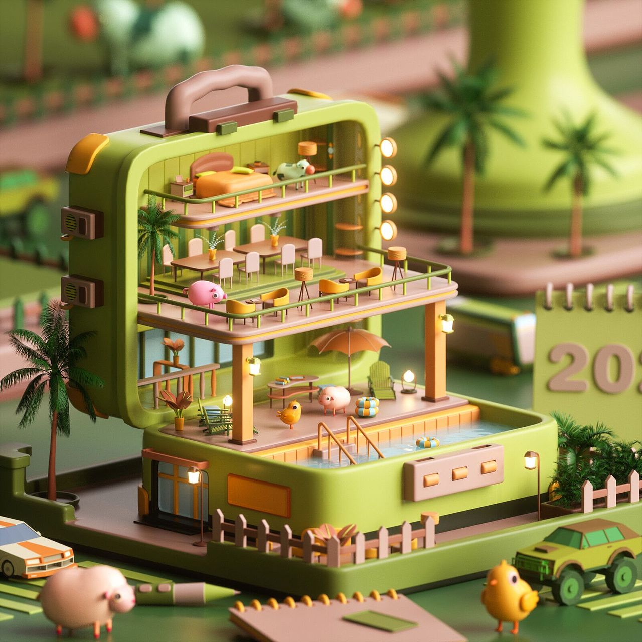 C4D零基础第五期学员作品——NiaoNiao的C4D课堂（上)（图ZMzE2Mzg1NjA0） - 场景 - 站酷设计师我就是NiaoNiao原创素材 - 站酷ZCOOL