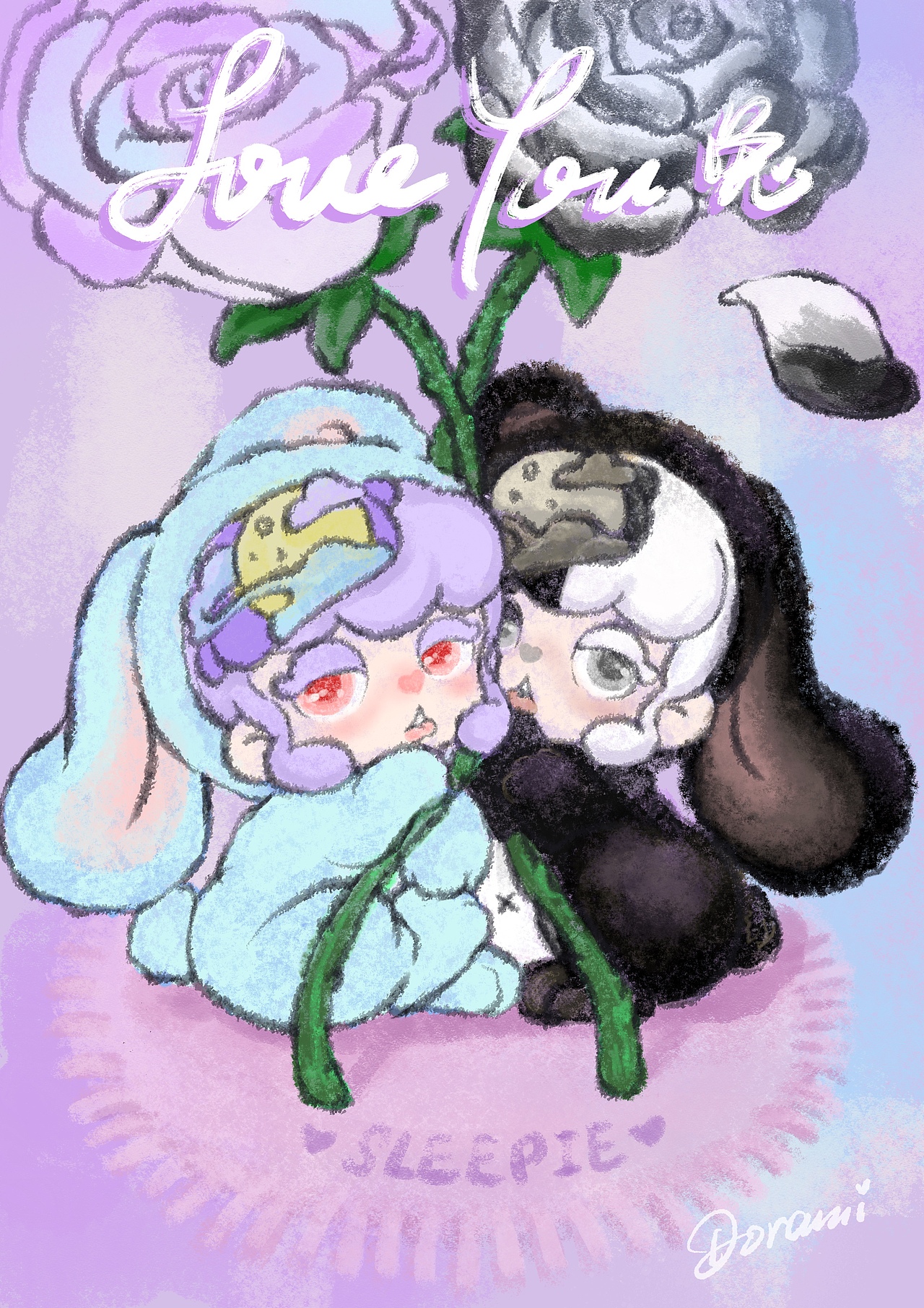 潮玩IP设计丨SLEEPIE眼罩妹LOVE兔-限量款大娃