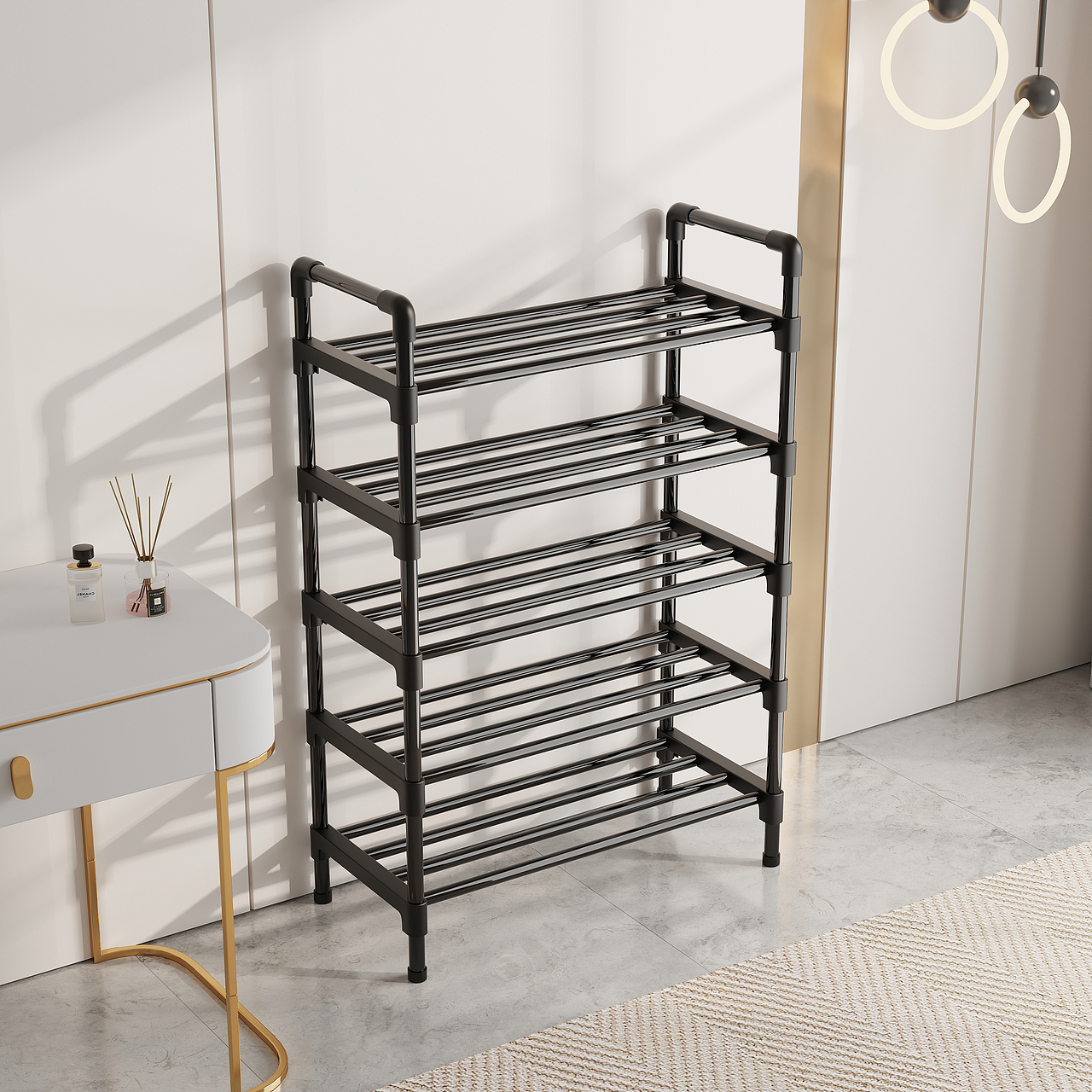 简易扶手塑料件鞋架电商用效果图