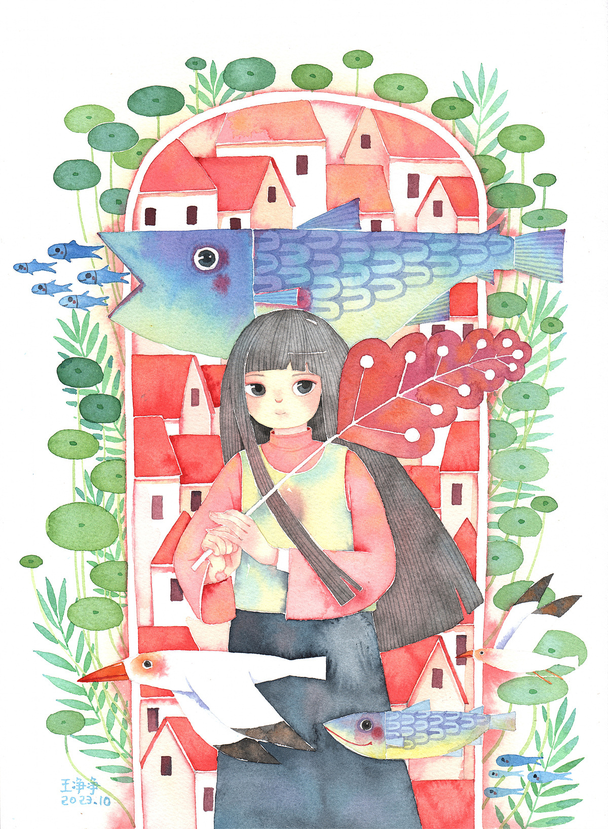 《穿越之门》水彩插画以及水彩插画绘制过程