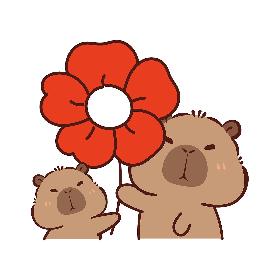 卡皮巴拉插画图片节日快乐母亲节快乐送你一朵小红花（图ZMzY5MTU5MzI4） - 商业插画 - 站酷设计师阿茹生肖IP原创素材 - 站酷ZCOOL
