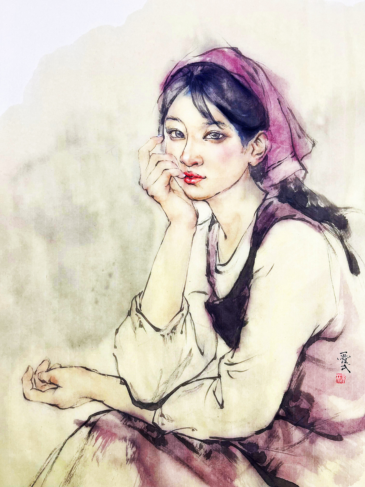 半身人物线稿和色稿