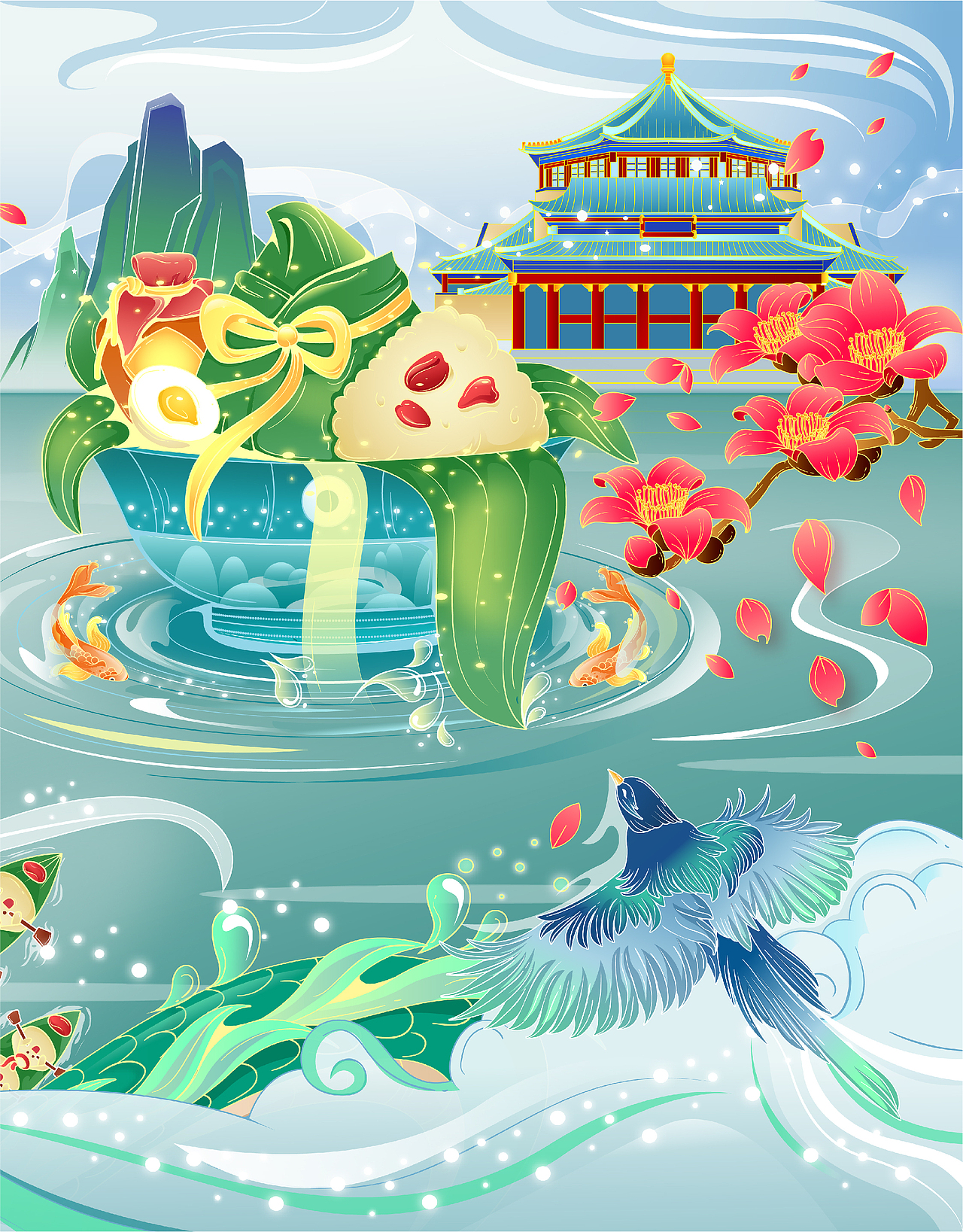 端午节主题插画——浓情端午（图ZMzAyNTk4MjMy） - 商业插画 - 站酷设计师线芽原创素材 - 站酷ZCOOL