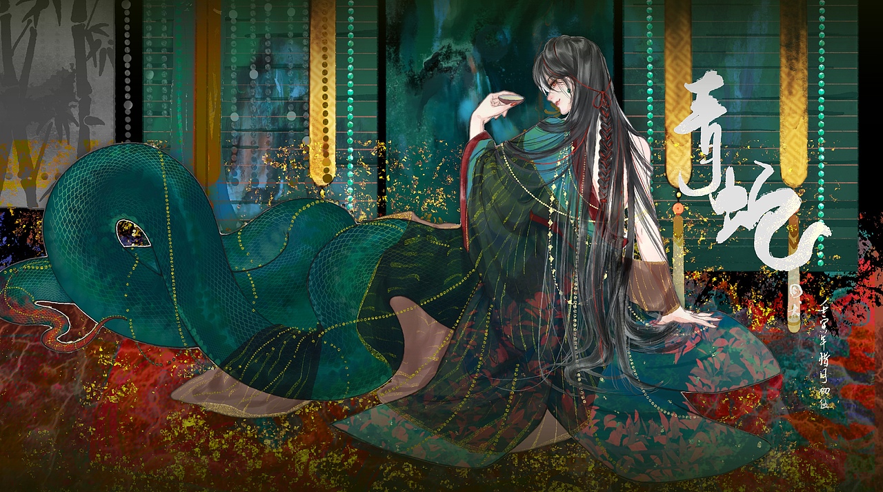 白蛇传人物插画水彩古风（图ZMzI3MzM2Nzg0） - 商业插画 - 站酷设计师犬子獭原创素材 - 站酷ZCOOL